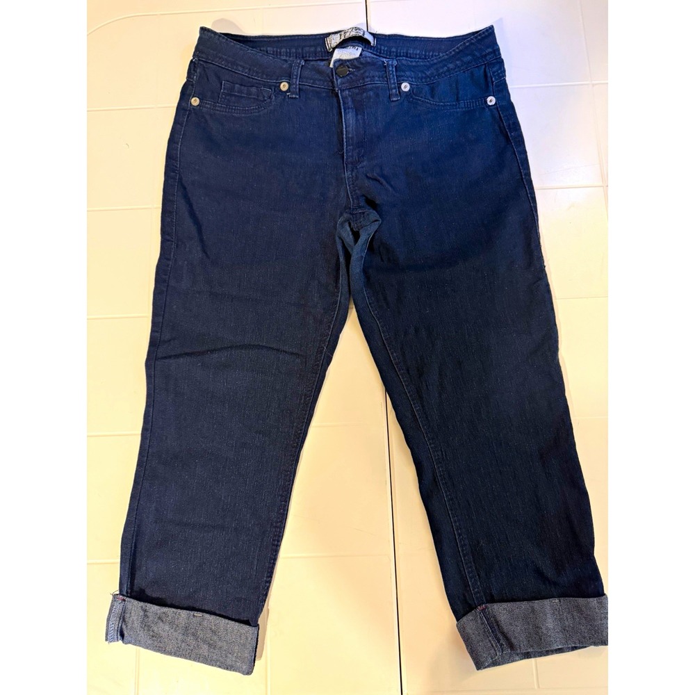 17/21 Exclusive Denim Blue Dark Wash Cropped Cuffed Stretch Denim Jeans Size 12